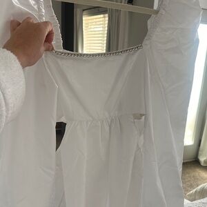 DANIELLE BERNSTEIN White Mini Dress with Silver Accents